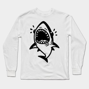 Stick Figure of a Shark in Black Ink Long Sleeve T-Shirt